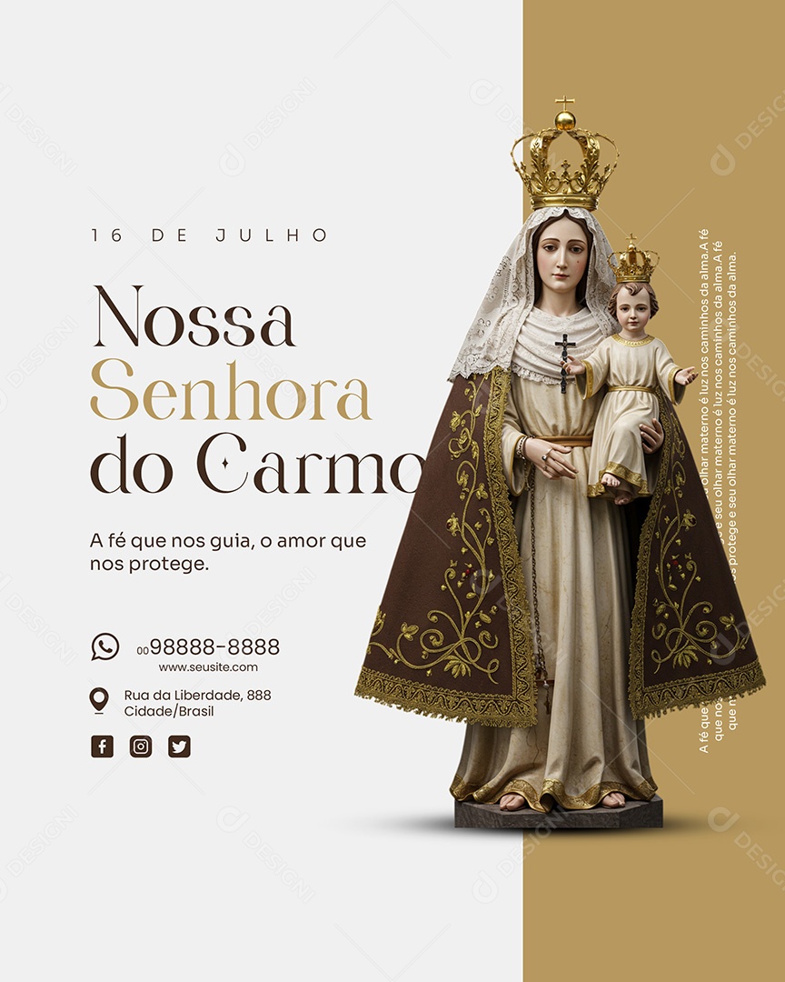 16 de Julho Dia de Nossa Senhora do Carmo Social Media PSD Editável