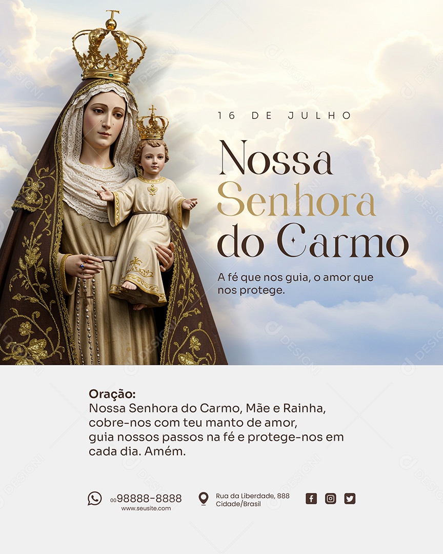 16 de Julho Dia de Nossa Senhora do Carmo Social Media PSD Editável