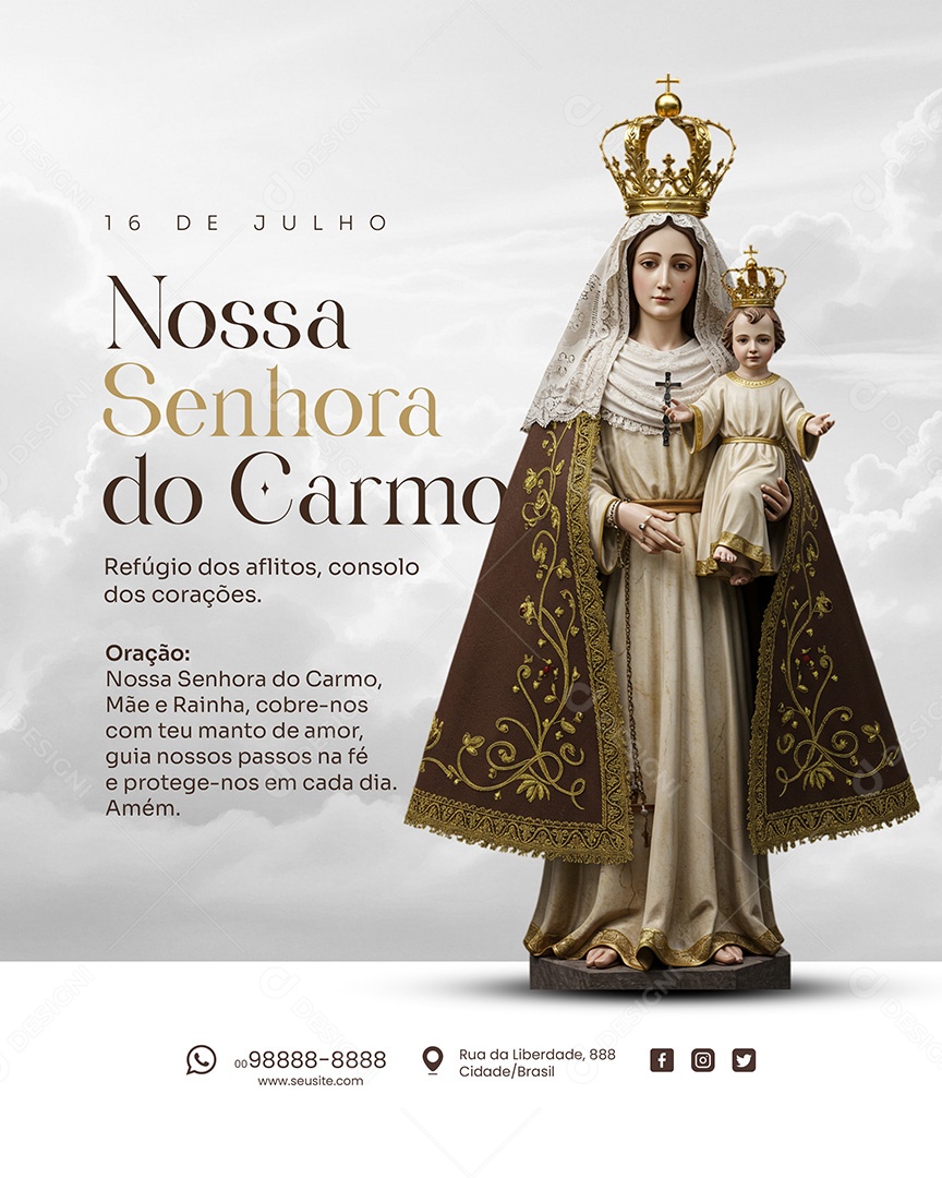 16 de Julho Dia de Nossa Senhora do Carmo Social Media PSD Editável