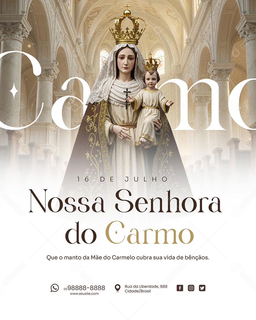 16 de Julho Dia de Nossa Senhora do Carmo Social Media PSD Editável