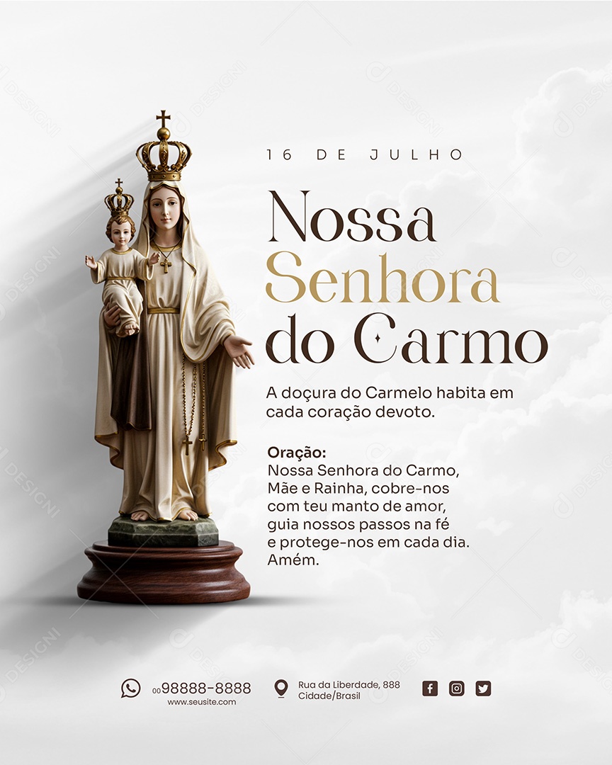 16 de Julho Dia de Nossa Senhora do Carmo Social Media PSD Editável