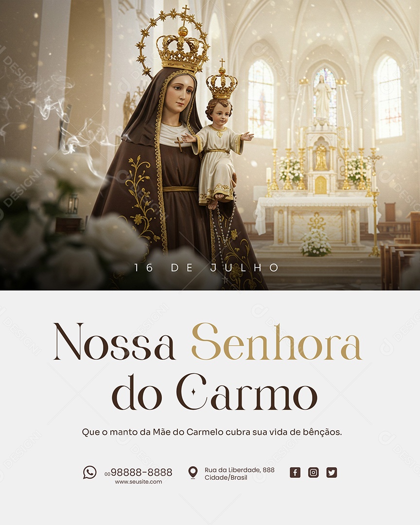 16 de Julho Dia de Nossa Senhora do Carmo Social Media PSD Editável
