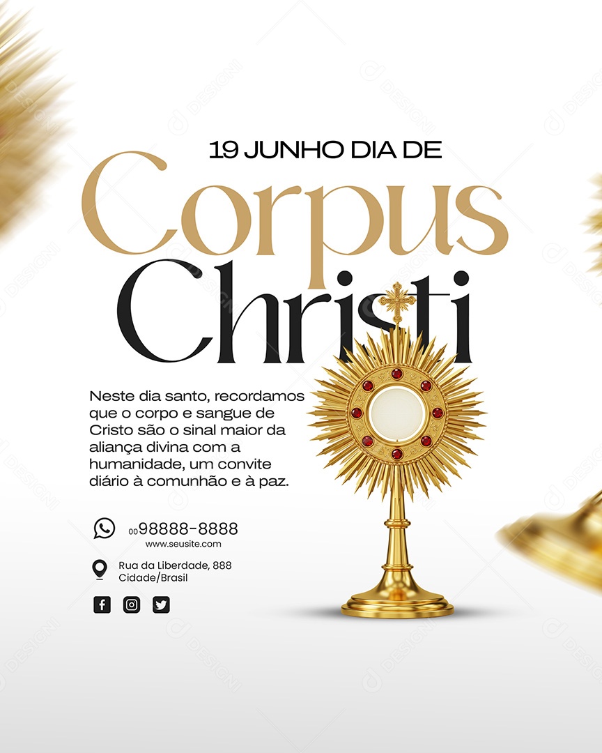 19 de Junho Dia de Corpus Christi Social Media PSD Editável