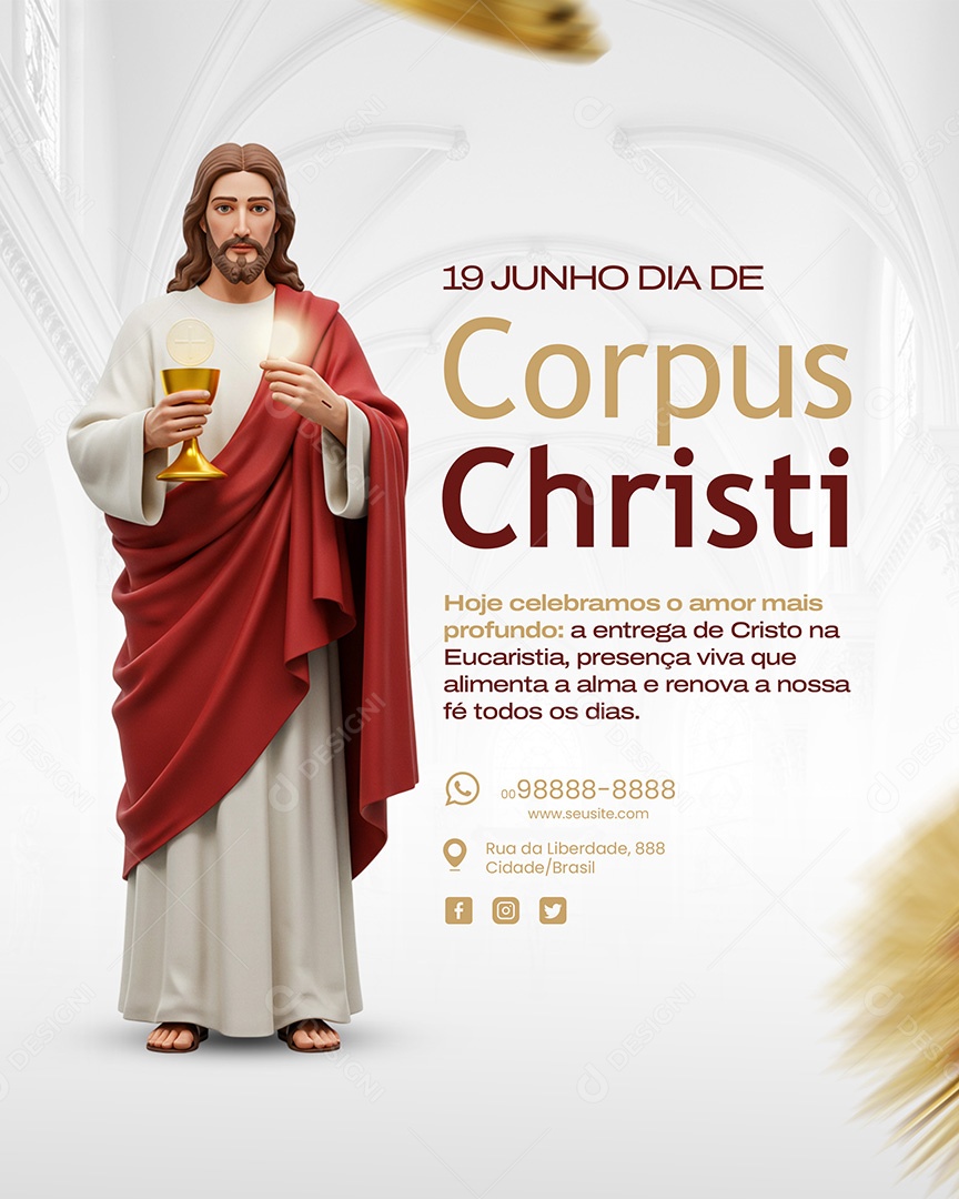 19 de Junho Dia de Corpus Christi Social Media PSD Editável