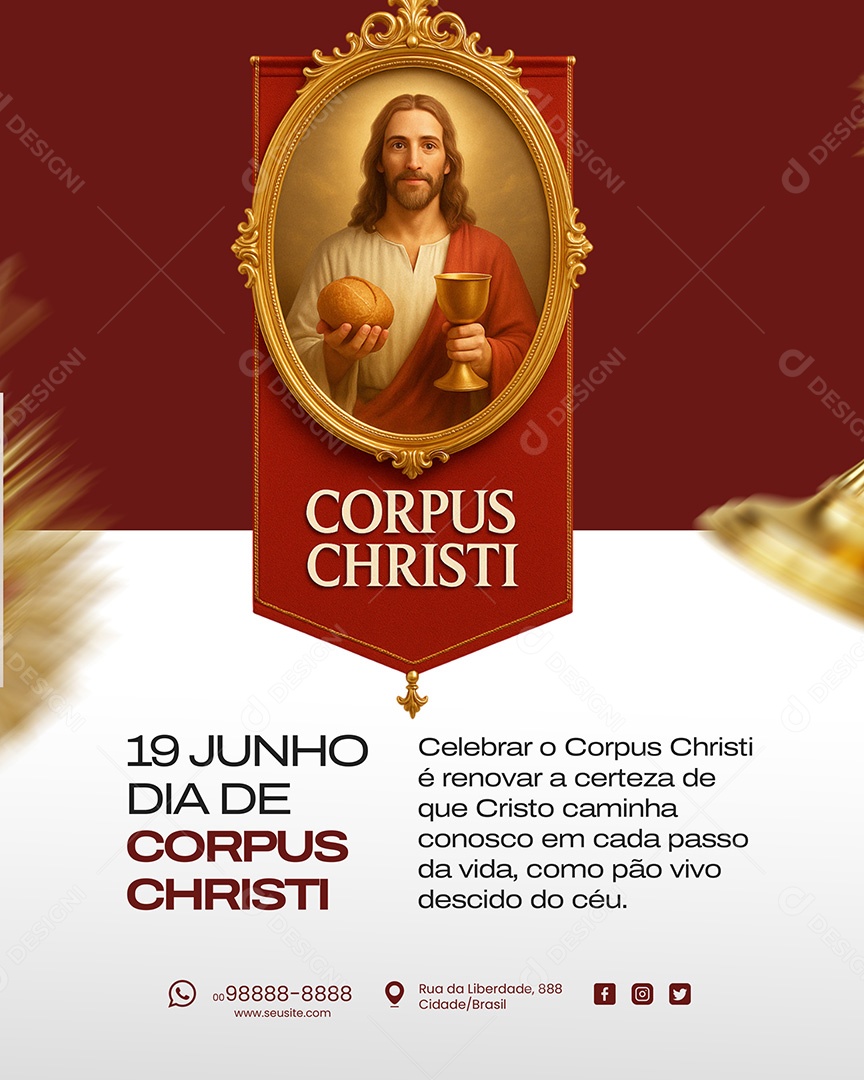 19 de Junho Dia de Corpus Christi Social Media PSD Editável