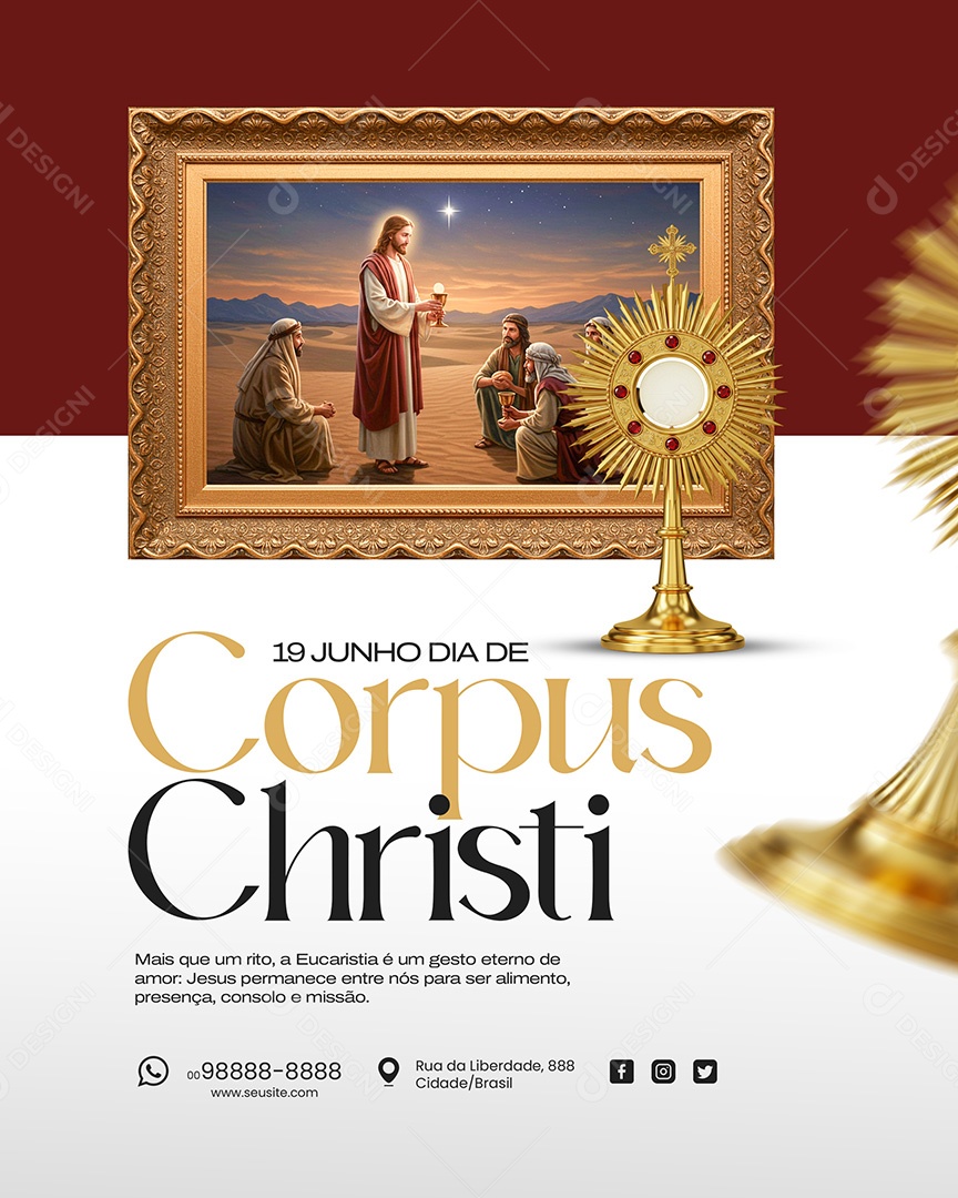 19 de Junho Dia de Corpus Christi Social Media PSD Editável