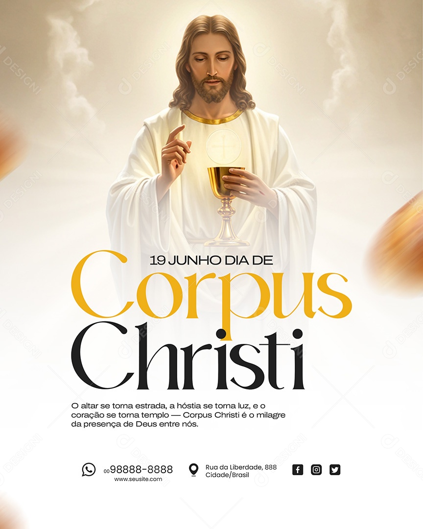 19 de Junho Dia de Corpus Christi Social Media PSD Editável