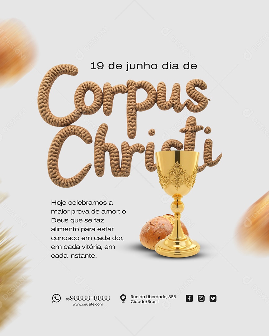 19 de Junho Dia de Corpus Christi Social Media PSD Editável