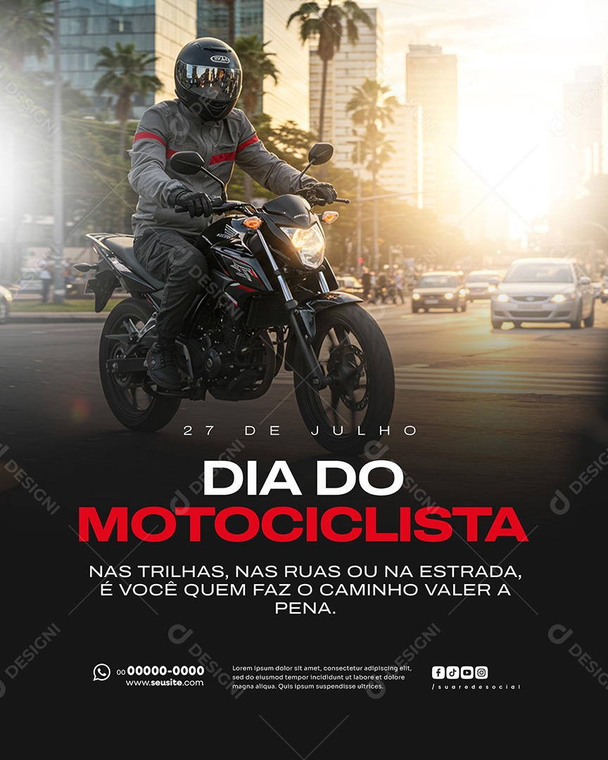 27 de julho Dia Do Motociclista Social Media PSD Editável
