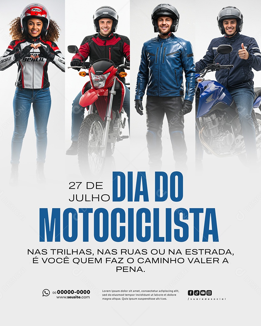27 de Julho Dia Do Motociclista Social Media PSD Editável