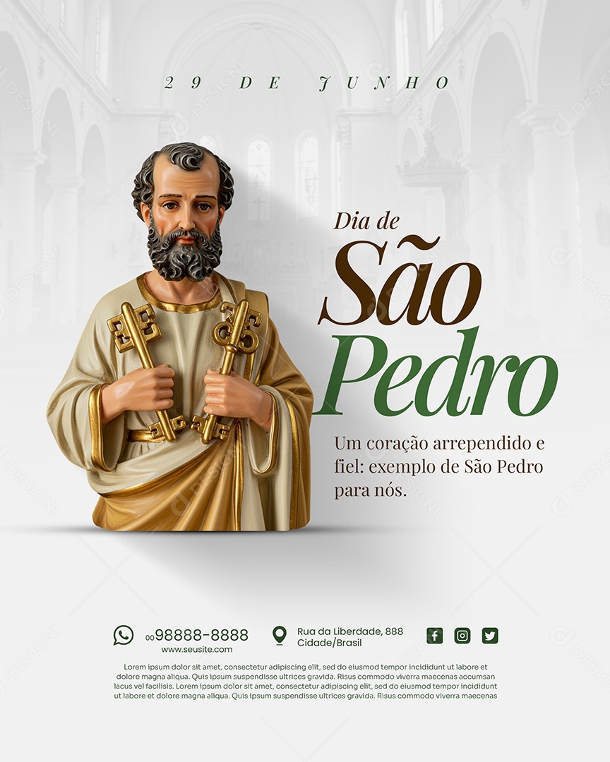29 De Junho Dia de São Pedro Social Media PSD Editável