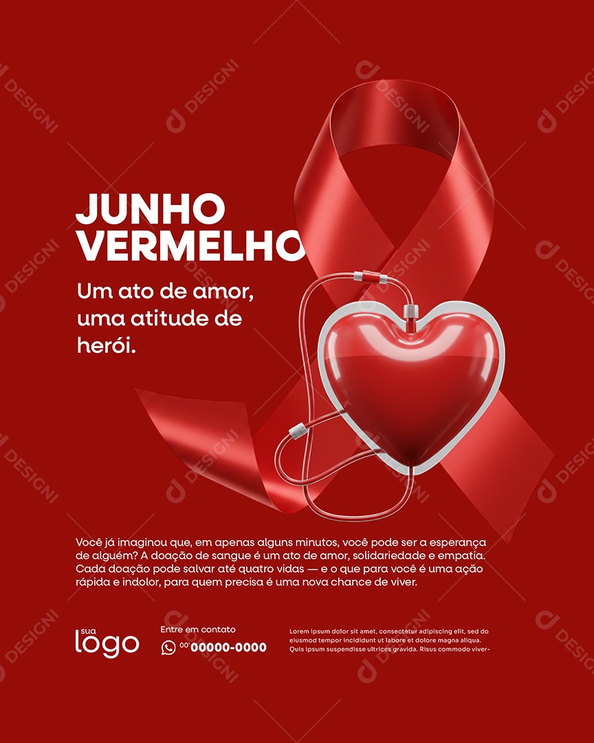 Campanha Junho Vermelho Social Media PSD Editável