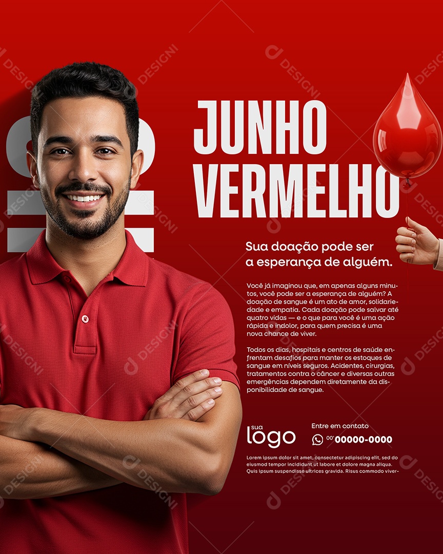 Campanha Junho Vermelho Social Media PSD Editável