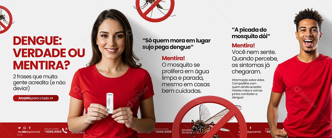 Carrossel Campanha Contra a Dengue Social Media PSD Editável