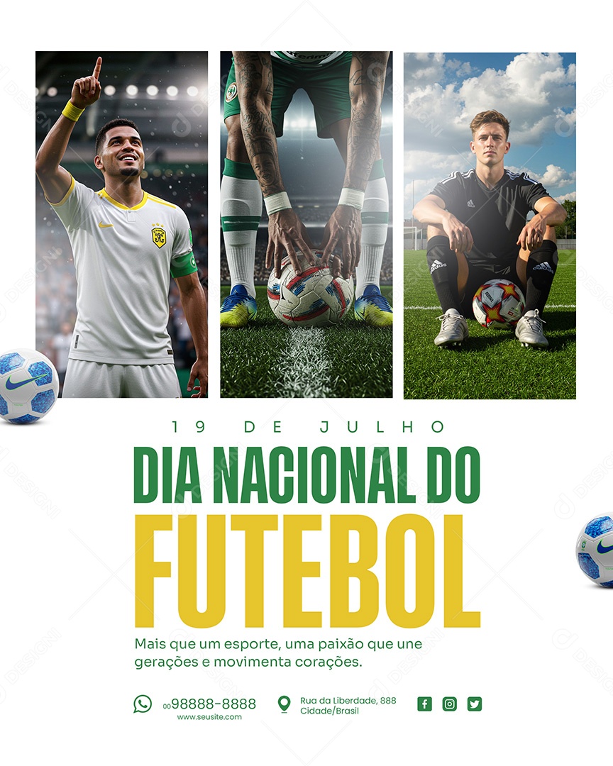 Dia Nacional do Futebol 19 de Julho Social Media PSD Editável