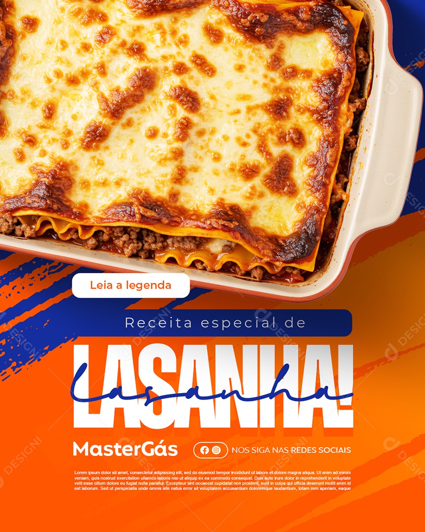 Distribuidor de Gás Receita Especial de Lasanha Social Media PSD Editável
