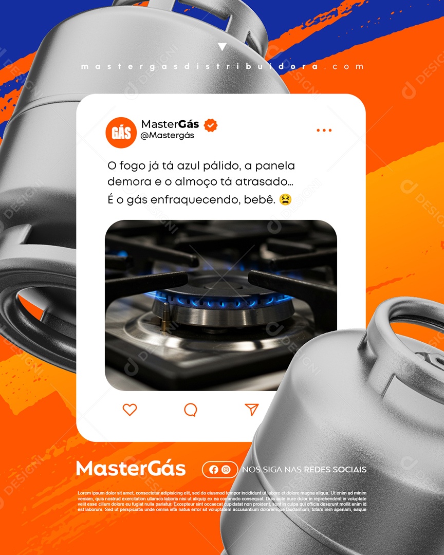Distribuidor de Gás O Fogo Já Tá Azul Pálido Social Media PSD Editável