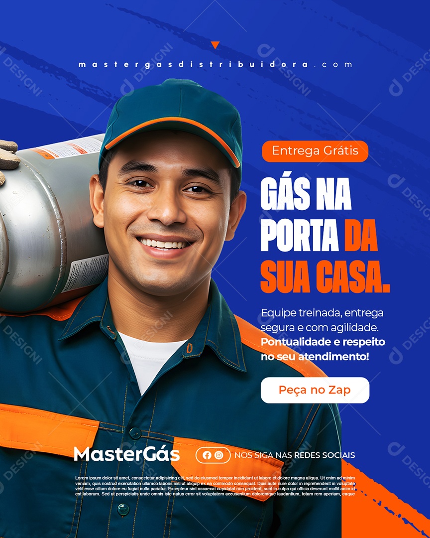 Distribuidor de Gás Entrega Grátis Social Media PSD Editável