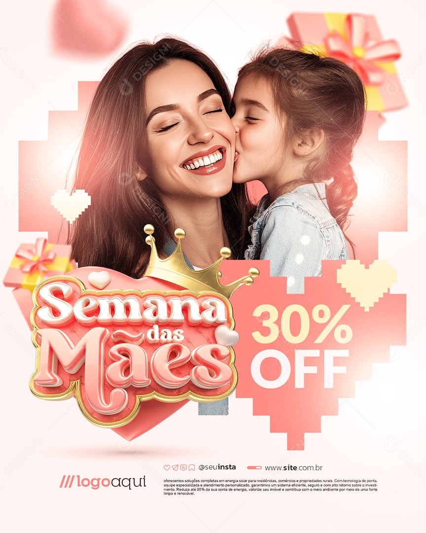 Semana das Mães Presentes 30% Off Social Media PSD Editável