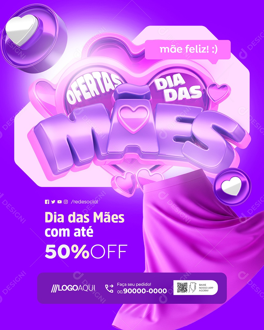 Ofertas Dia das Mães Saia Social Media PSD Editável