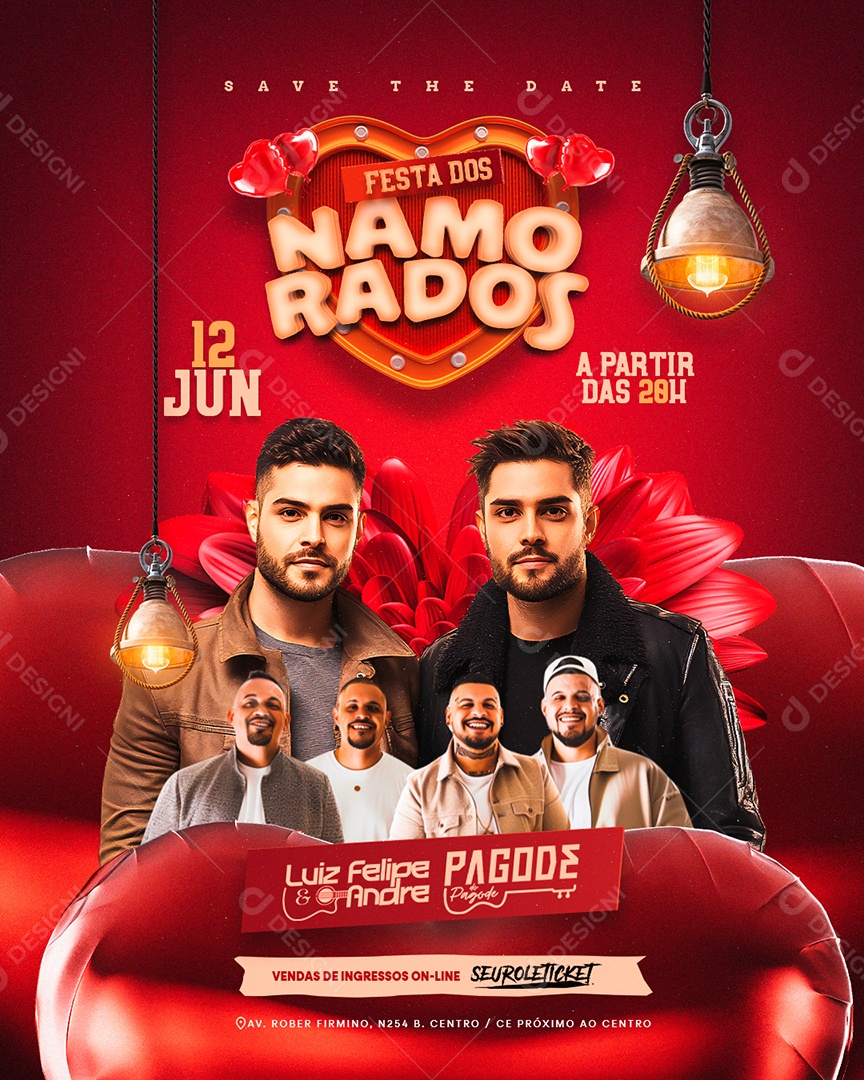 Flyer Festa dos Namorados Social Media PSD Editável