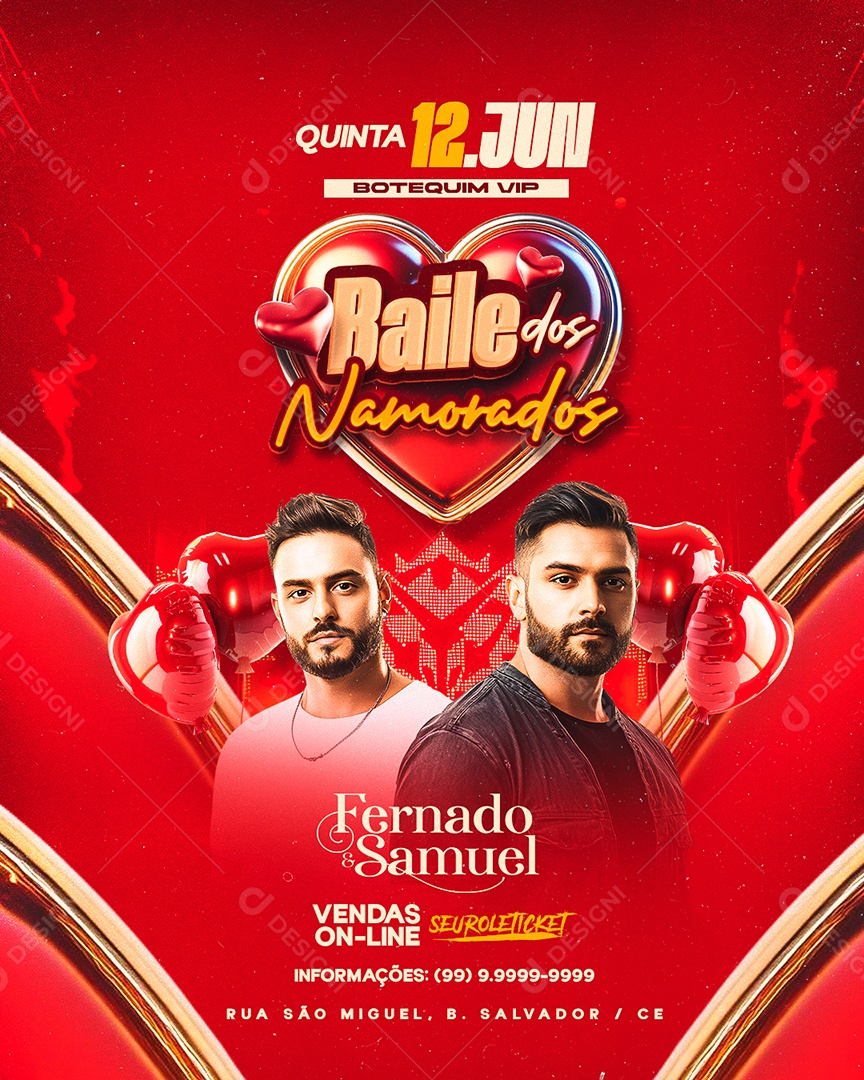 Flyer Baile dos Namorados Social Media PSD Editável