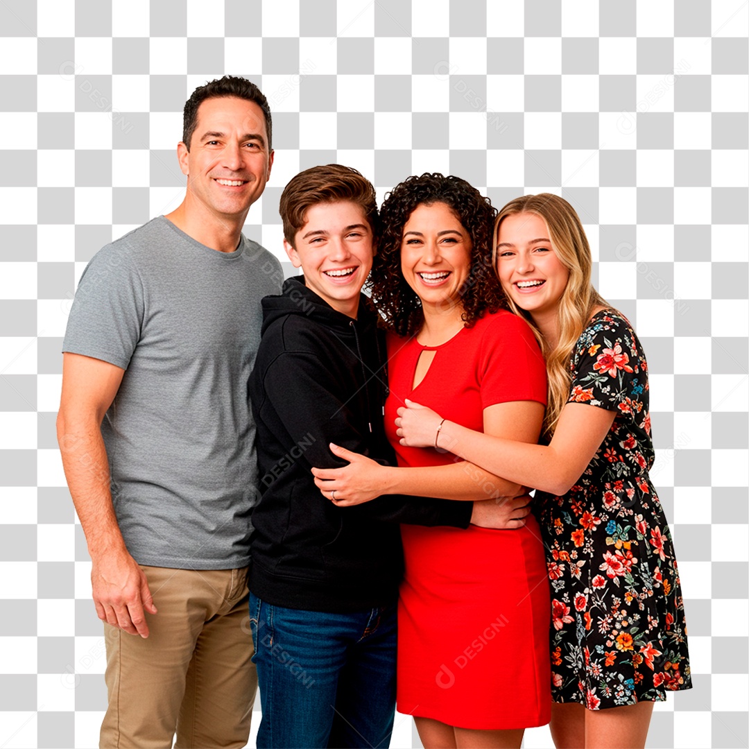 Casal com Filhos PNG Transparente
