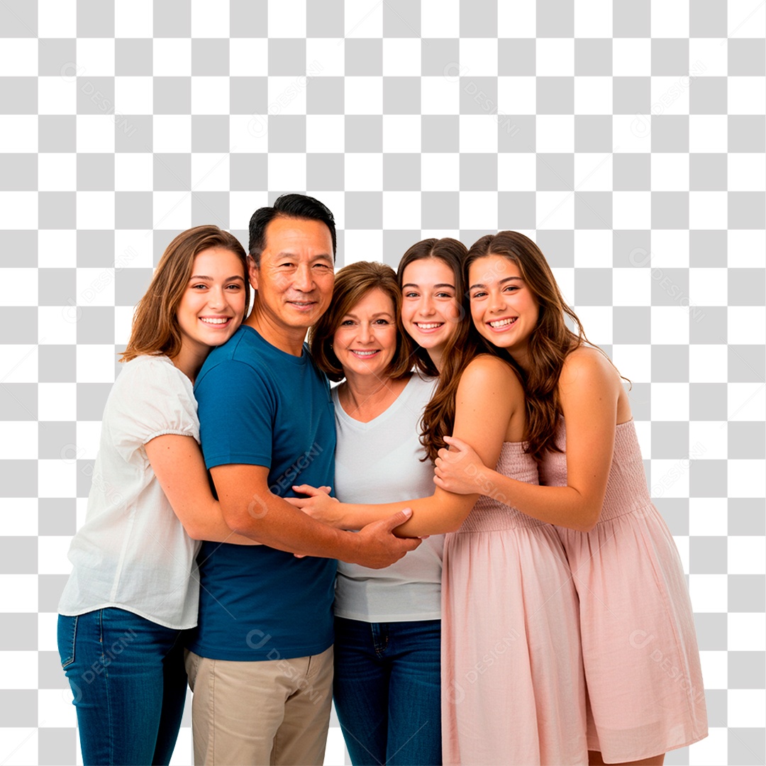 Casal com Filhas PNG Transparente