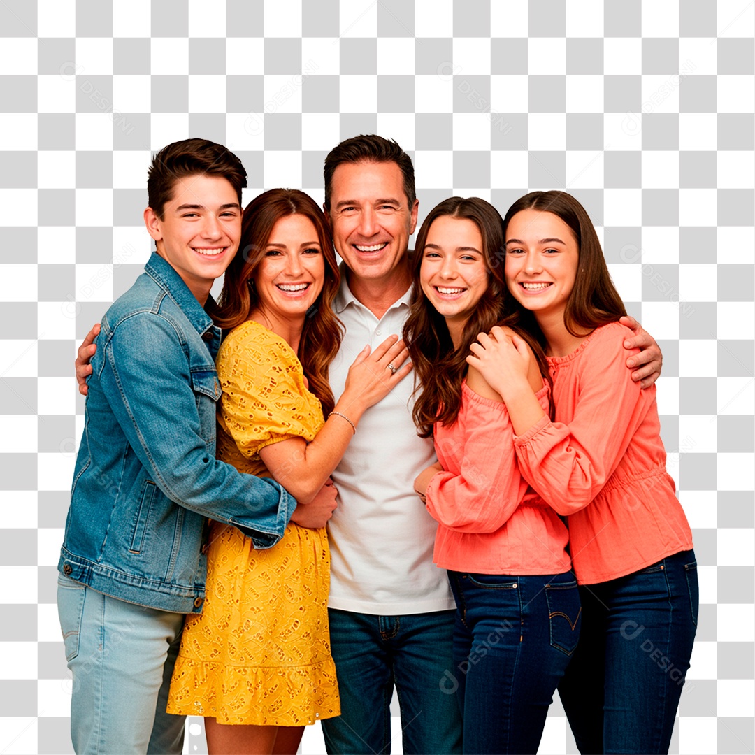 Casal com Filhos PNG Transparente