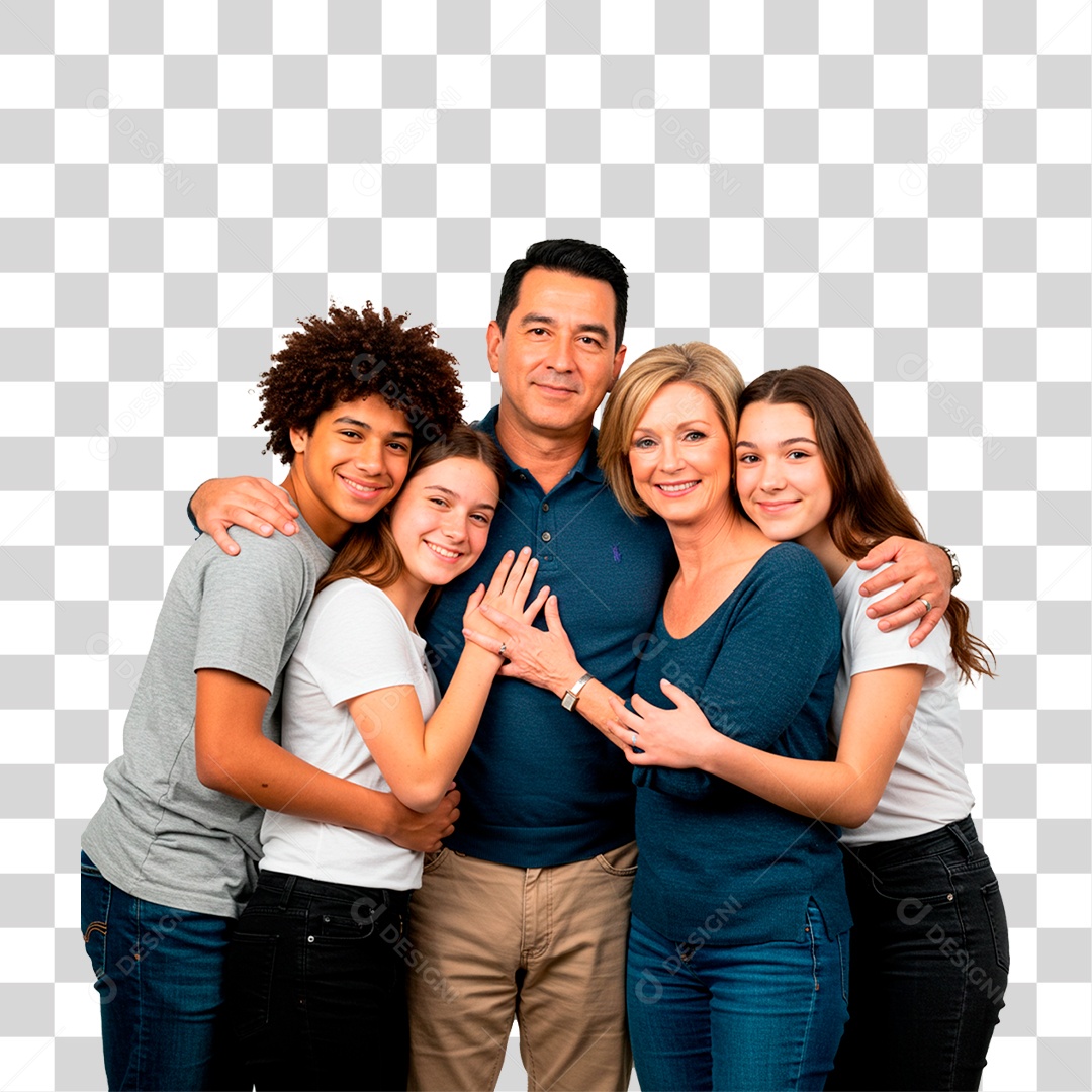 Casal com Filhos PNG Transparente