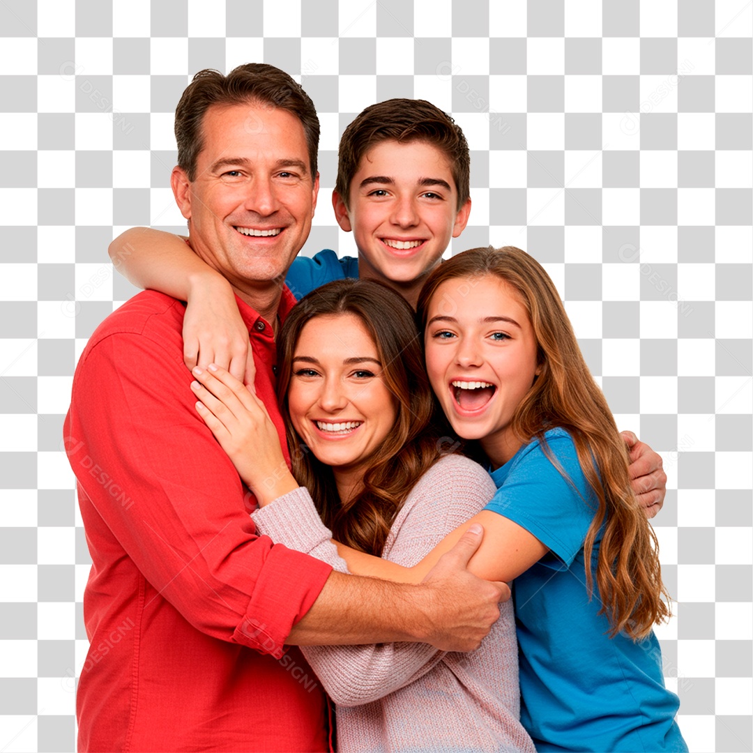 Casal com Filhos PNG Transparente