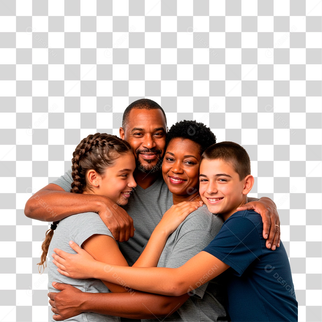 Casal com Filhos PNG Transparente