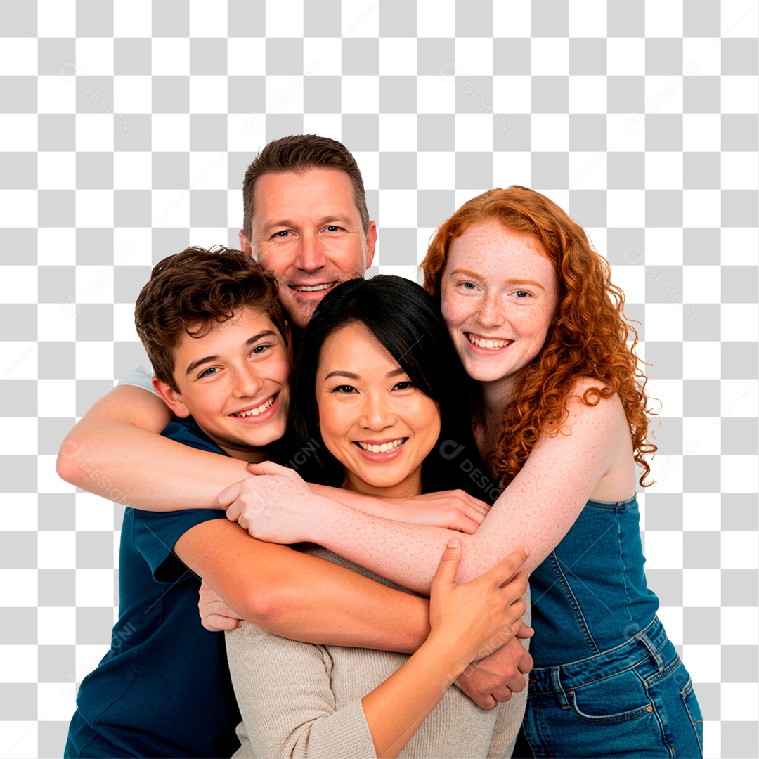 Casal com Filhos PNG Transparente