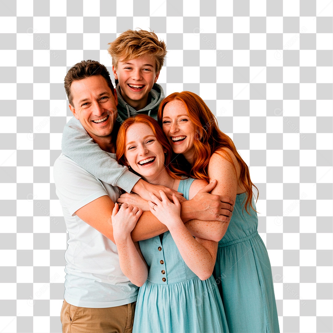 Casal com Filhos PNG Transparente