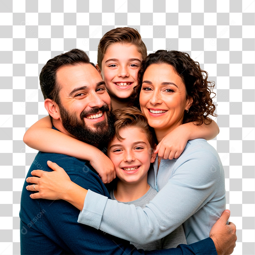 Casal com Filhos PNG Transparente