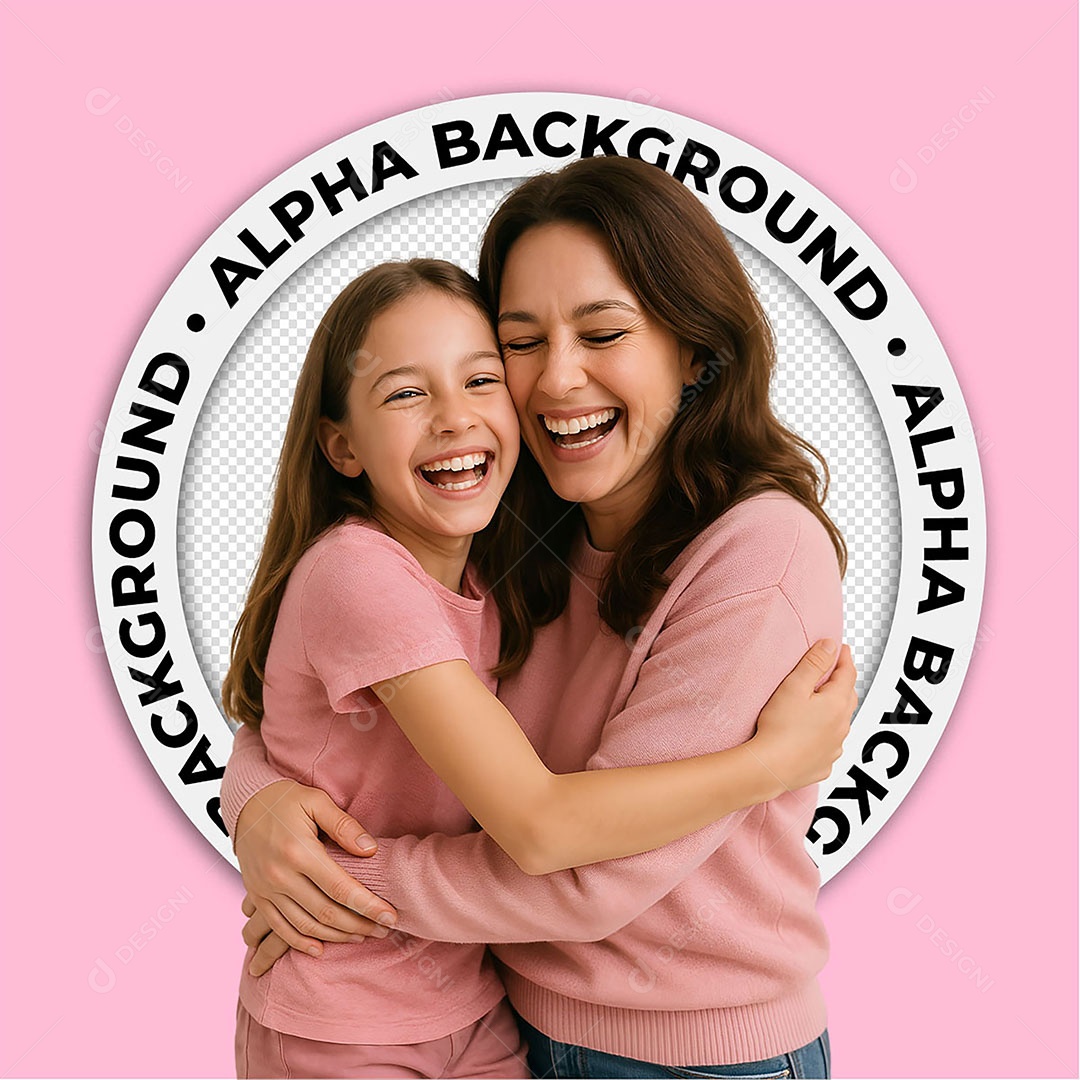 Ilustração 3D Mãe e Filha Se Abraçando Para Composição PSD