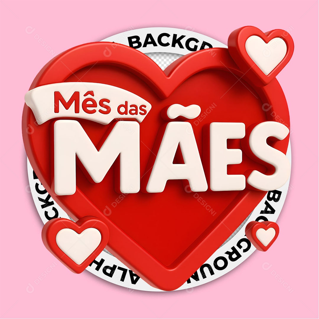Selo 3D Mês das Mães Para Composição PSD