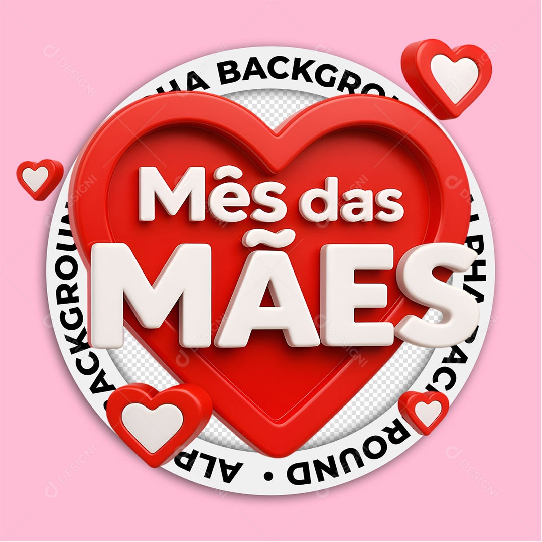 Selo 3D Mês das Mães Para Composição PSD