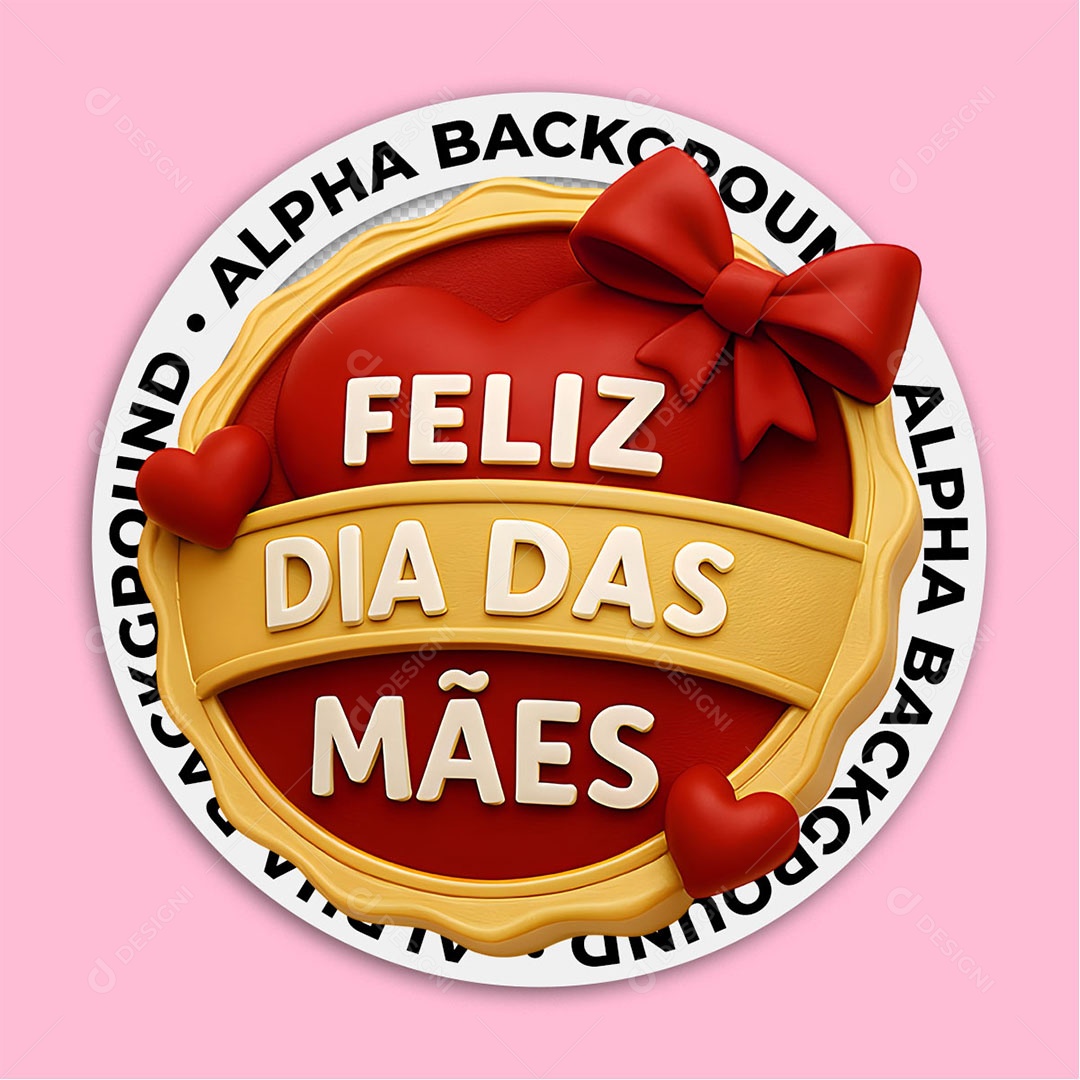 Selo 3D Feliz Dia Das Mães Para Composição PSD