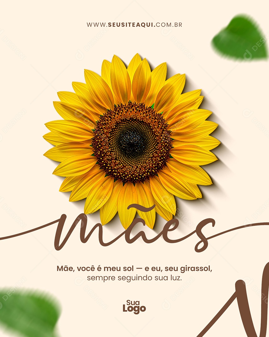 Dia das Mães Mãe Você é o Sol e Eu Seu Girassol Social Media PSD Editável