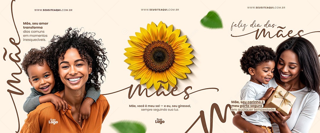Banner Dia das Mães Mãe Você é o Sol e Eu Seu Girassol Social Media PSD Editável