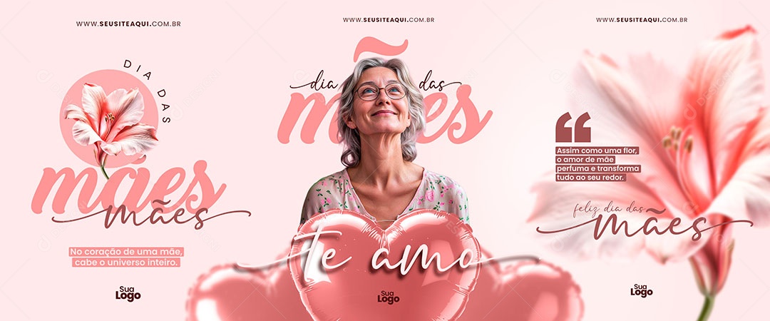 Banner Dia das Mães Te Amo Social Media PSD Editável