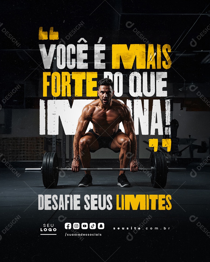 Frase Motivacional Você é Mais Forte Social Media PSD Editável