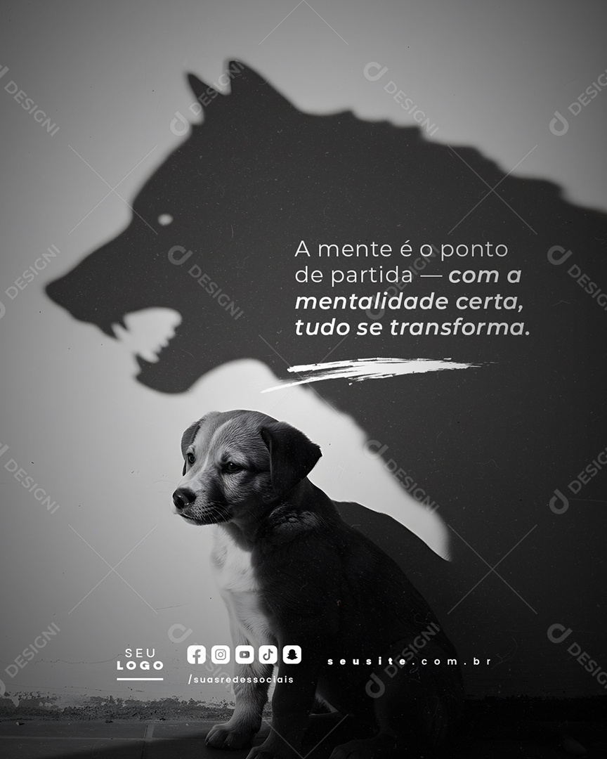 Frase Motivacional A Mente é o Ponto de Partida Social Media PSD Editável