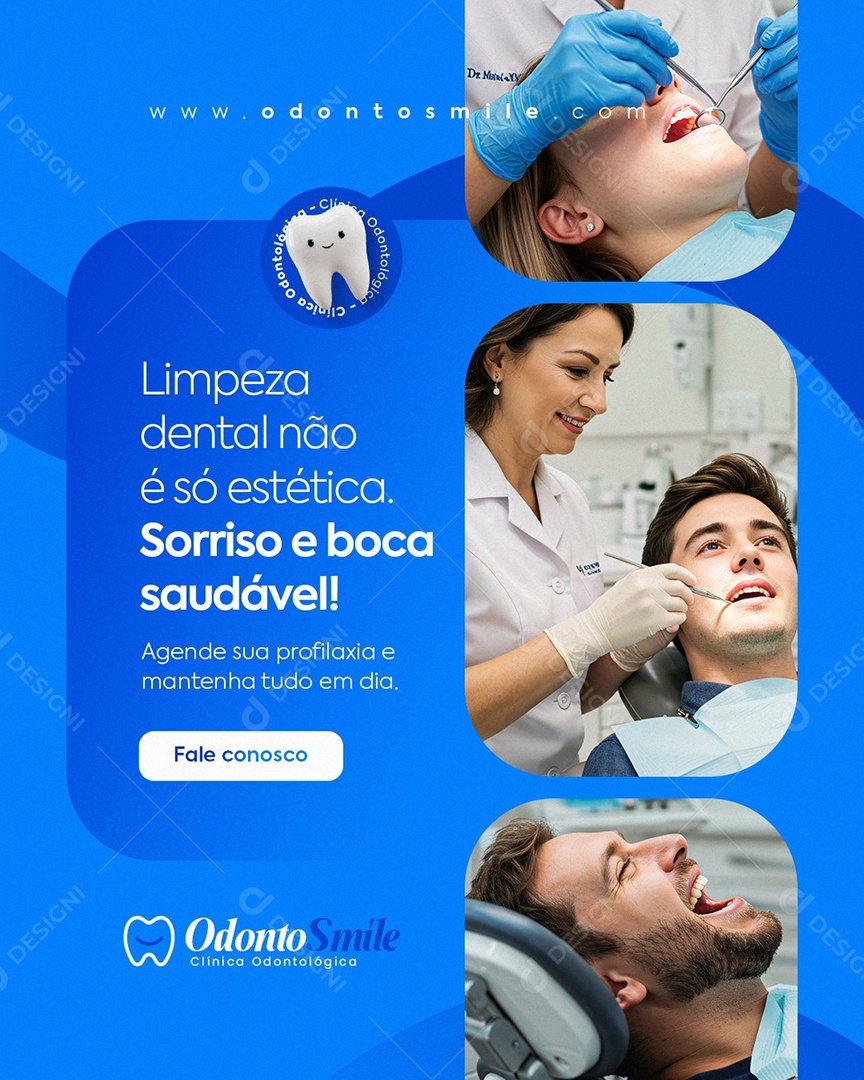 Clínica Odontológica Limpeza Dental Social Media PSD Editável