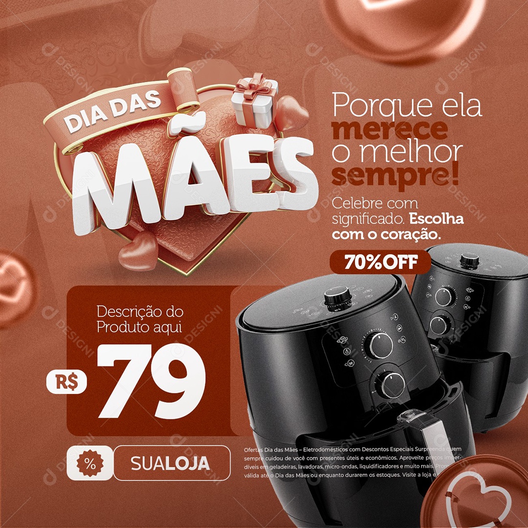 Dia das Mães Eetrodomésticos Air Flyer Social Media PSD Editável