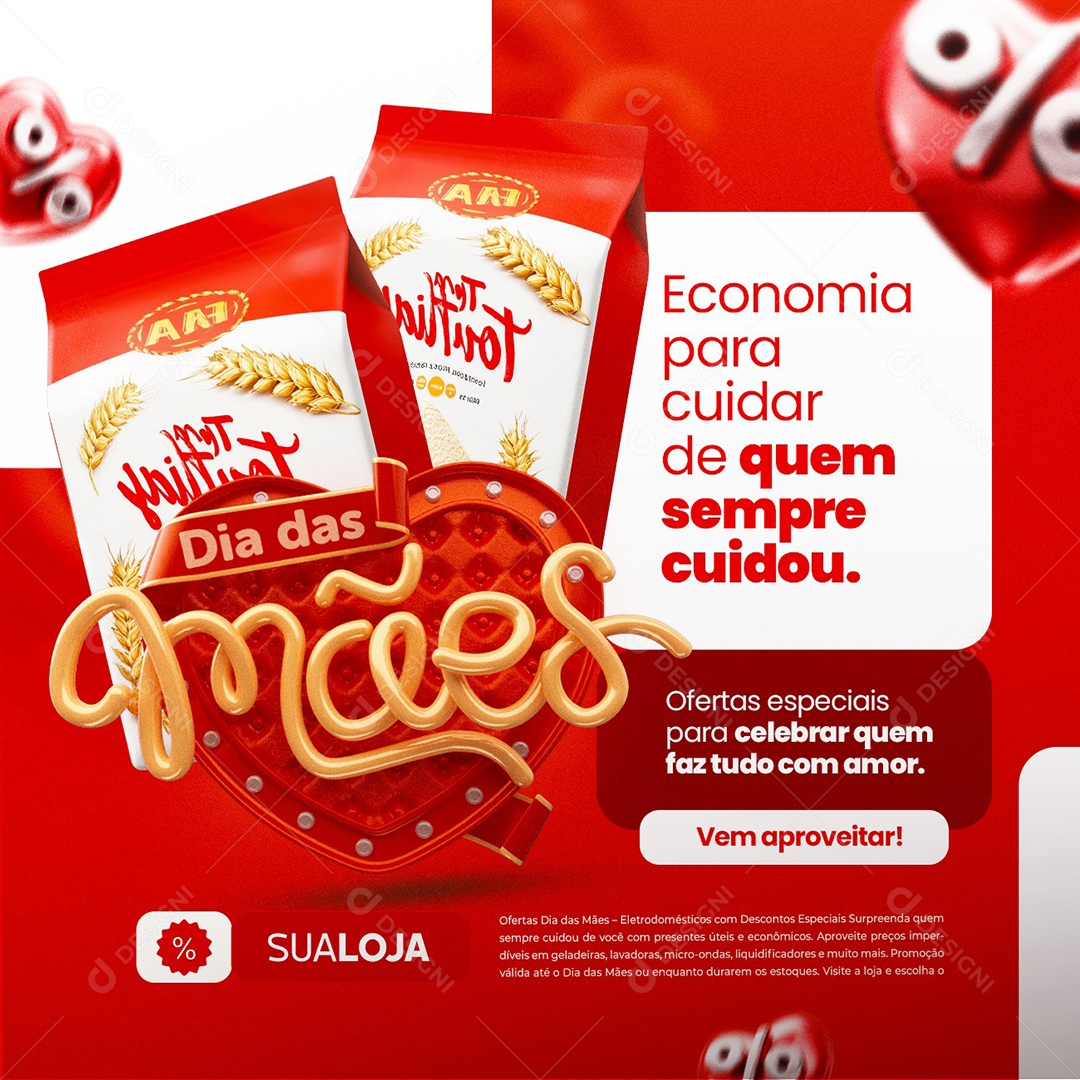 Dia das Mães Supermercado Economia Cereal Social Media PSD Editável