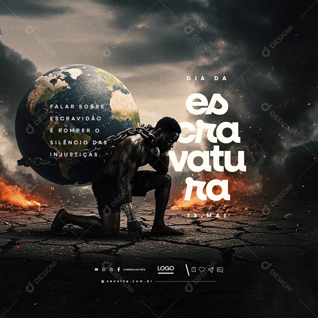 Dia da Abolição da Escravatura 13 de Maio Social Media PSD Editável