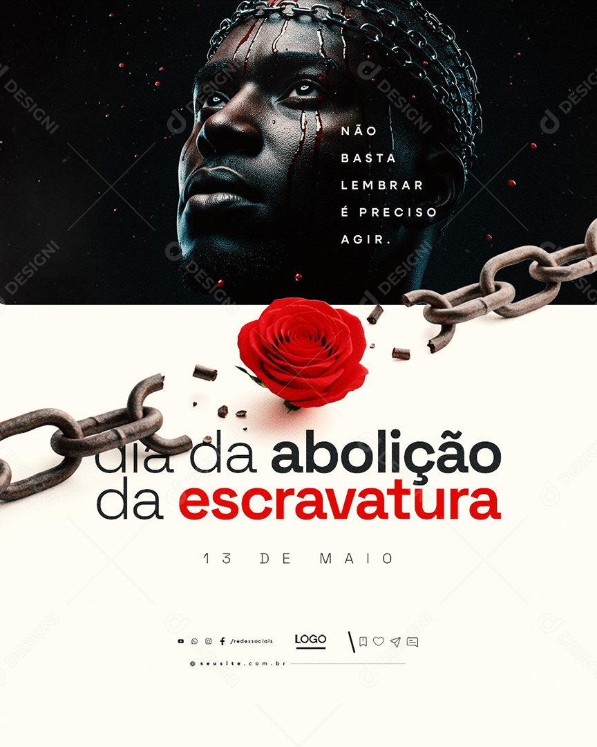 Dia da Abolição da Escravatura 13 de Maio Social Media PSD Editável