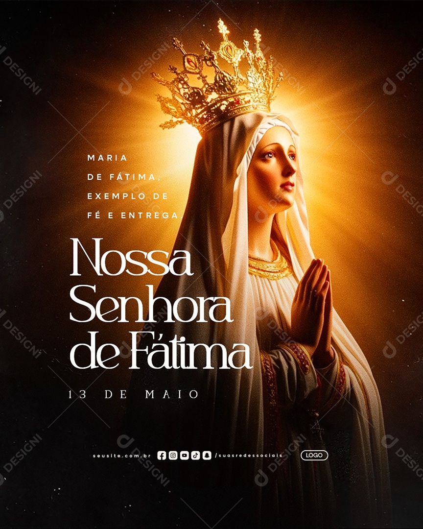 Dia de Nossa Senhora de Fátima 13 de Maio Social Media PSD Editável
